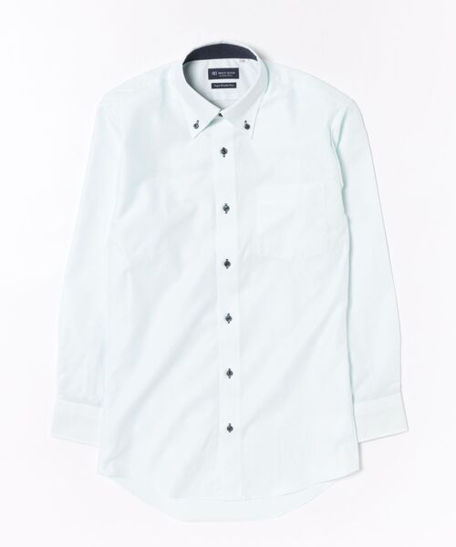 TOKYO SHIRTS(トウキョウシャツ)の「【超形態安定】 形態安定ノンアイロン ボタンダウン 長袖ビジネスワイシャツ(ビジネスシャツ・メンズ・グリーン・首回り39cm-裄丈80cm/首回り43cm-裄丈86cm/首回り43cm-裄丈82cm/首回り42cm-裄丈86cm/首回り42cm-裄丈82cm/首回り41cm-裄丈86cm/首回り41cm-裄丈82cm/首回り39cm-裄丈84cm/首回り37cm-裄丈80cm/首回り37cm-裄丈84cm)」の4枚目の写真
