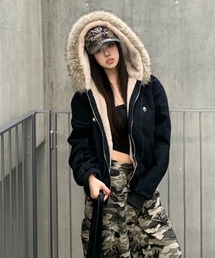 UP START（アップスタート）の「【LAMPOON】フェイクファーフードブルゾン（ブルゾン）」