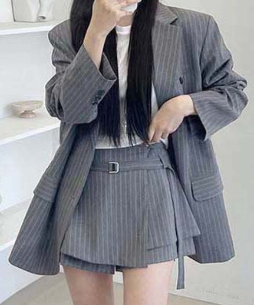 FREE STYLISTS(フリー スタイリスト)の「YUGA_YGMC Striped culottes skirt(スカート・レディース・グレー/ブラック・FREE)」の14枚目の写真