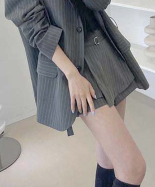 FREE STYLISTS(フリー スタイリスト)の「YUGA_YGMC Striped culottes skirt(スカート・レディース・グレー/ブラック・FREE)」の16枚目の写真