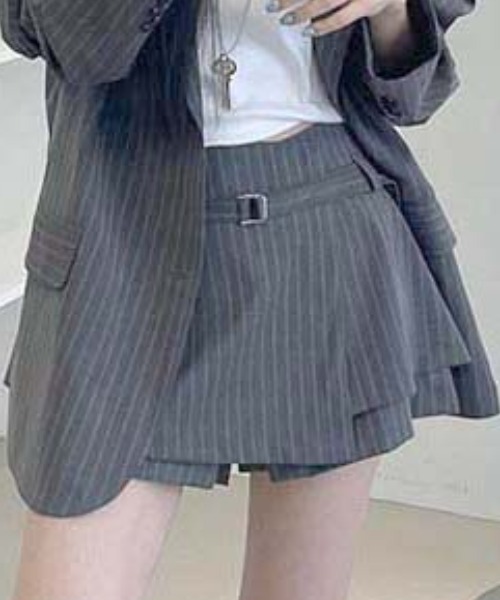FREE STYLISTS(フリー スタイリスト)の「YUGA_YGMC Striped culottes skirt(スカート・レディース・グレー/ブラック・FREE)」の11枚目の写真