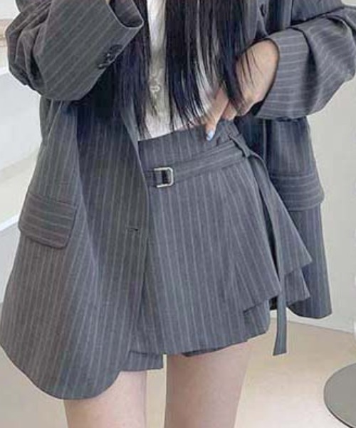 FREE STYLISTS(フリー スタイリスト)の「YUGA_YGMC Striped culottes skirt(スカート・レディース・グレー/ブラック・FREE)」の12枚目の写真