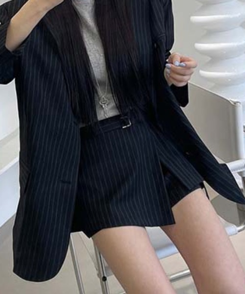 FREE STYLISTS(フリー スタイリスト)の「YUGA_YGMC Striped culottes skirt(スカート・レディース・グレー/ブラック・FREE)」の8枚目の写真