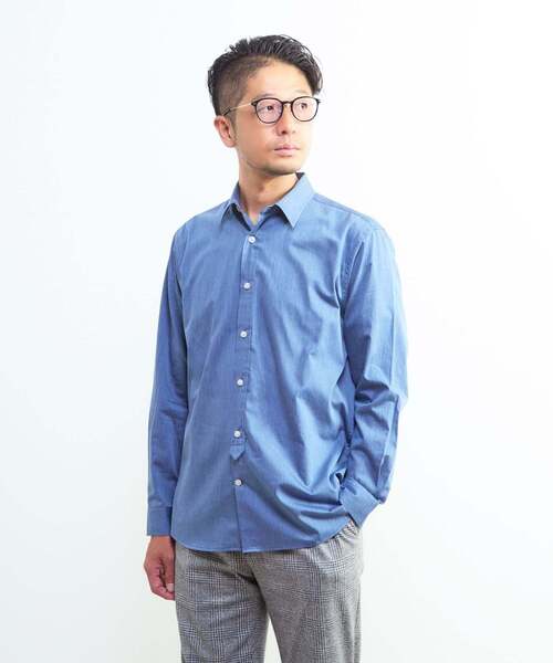 MEN'S MELROSE(メンズメルローズ)の「《WEB限定》SIDOGRAS スタンダードレギュラーカラーシャツ(シャツ/ブラウス・メンズ・ブルー/ホワイト/インディゴブルー/ブルー系その他/ストライプ・2/3/4/5)」の1枚目の写真