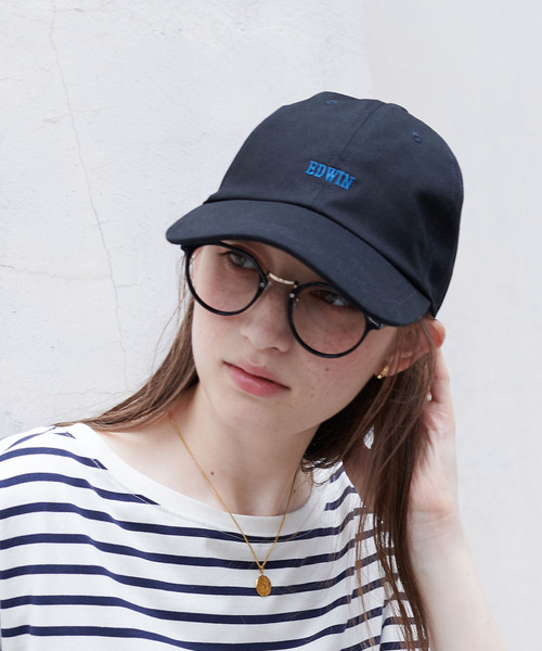 HAT MIKKE(ハットミッケ)の「【EDWIN/エドウィン】配色ロゴ刺しゅうキャップ(キャップ・レディース・グリーン/ピンク/ブラウン/ブラック/ネイビー/オレンジ/ベージュ/キナリ・フリー)」の3枚目の写真