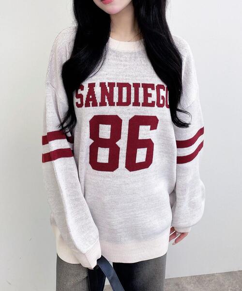 セール】ジャガードナンバーロゴニット（ニット/セーター）｜INGNI