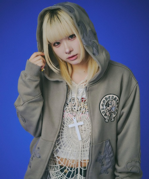 セール】【GALFY】百合の紋紋パーカー / 【ガルフィー】ロゴダブル