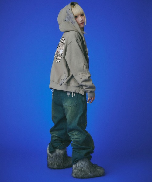 セール】【GALFY】百合の紋紋パーカー / 【ガルフィー】ロゴダブル