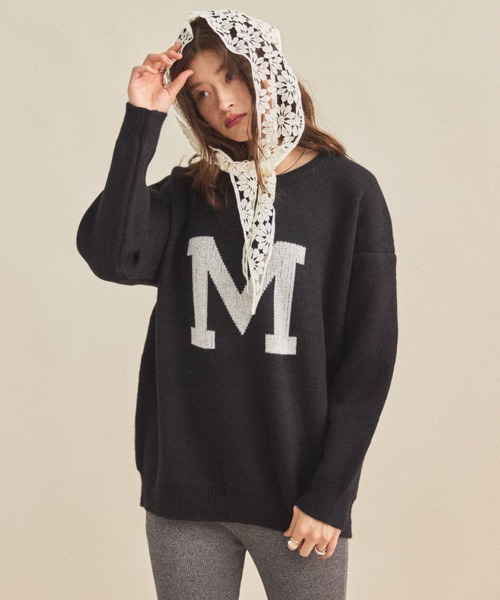 MIRROR STOKE（ミラーストーク）の「【ZOZO限定】M LOGO KNIT/エムロゴニット（ニット/セーター・レディース・ブラウン/グレー/ブラック・MEDIUM）」の4枚目の写真
