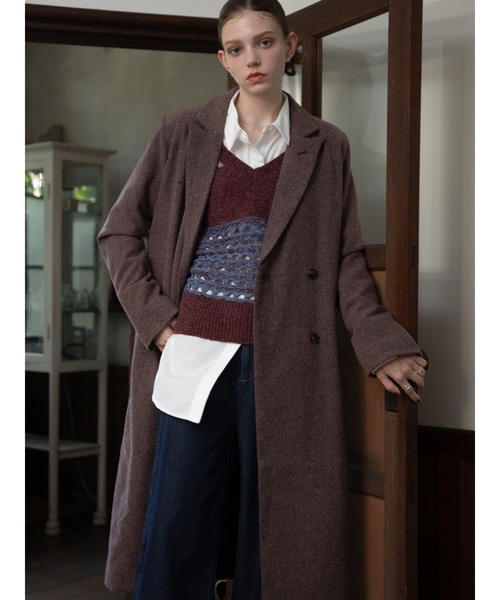 VACANCY(ヴァカンシー)の「メッシュ編みミックス配色ニットベスト(ベスト・レディース・ブラック/ボルドー・FREE)」の7枚目の写真