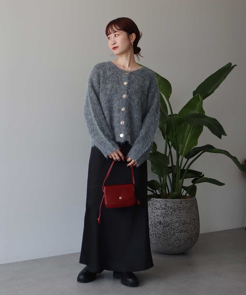 earth music&ecology（アースミュージックアンドエコロジー）の「【2025AW/主役級カーディガン】クルーネックシャギーカーディガン（カーディガン/ボレロ・レディース・グレー/ライトベージュ/ピンク・FREE）」の15枚目の写真