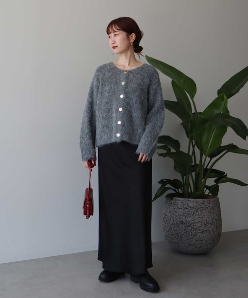 earth music&ecology（アースミュージックアンドエコロジー）の「【2025AW/主役級カーディガン】クルーネックシャギーカーディガン（カーディガン/ボレロ・レディース・グレー/ライトベージュ/ピンク・FREE）」の16枚目の写真