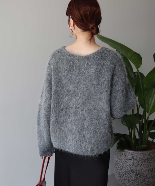 earth music&ecology（アースミュージックアンドエコロジー）の「【2025AW/主役級カーディガン】クルーネックシャギーカーディガン（カーディガン/ボレロ・レディース・グレー/ライトベージュ/ピンク・FREE）」の14枚目の写真