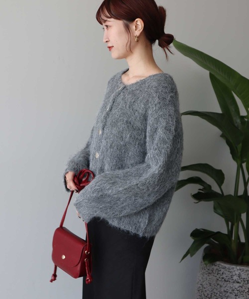 earth music&ecology（アースミュージックアンドエコロジー）の「【2025AW/主役級カーディガン】クルーネックシャギーカーディガン（カーディガン/ボレロ・レディース・グレー/ライトベージュ/ピンク・FREE）」の13枚目の写真