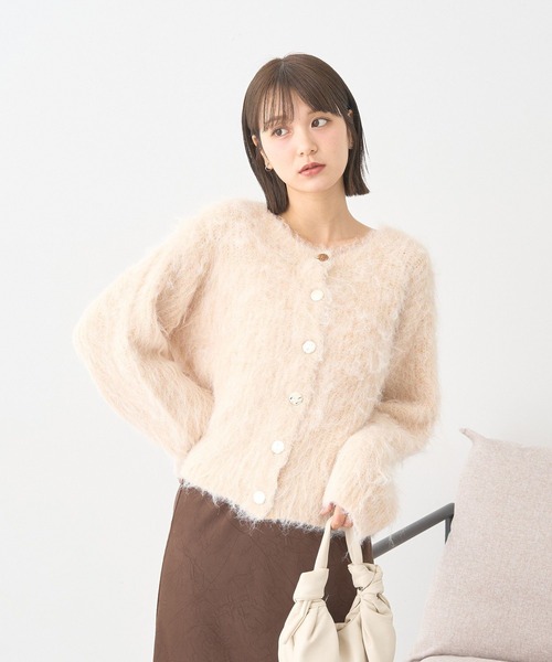 earth music&ecology（アースミュージックアンドエコロジー）の「【2025AW/主役級カーディガン】クルーネックシャギーカーディガン（カーディガン/ボレロ・レディース・グレー/ライトベージュ/ピンク・FREE）」の22枚目の写真