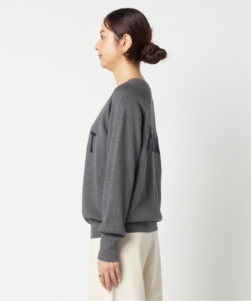 HELIOPOLE(エリオポール)の「DOUBLE JACQUARD LOGO KNIT(ニット/セーター・レディース・グレー/ネイビー・38)」の7枚目の写真