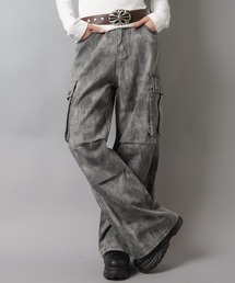 SPINNS | ツイルワイドカーゴパンツ/ムラ染め/2サイズ展開(カーゴパンツ)