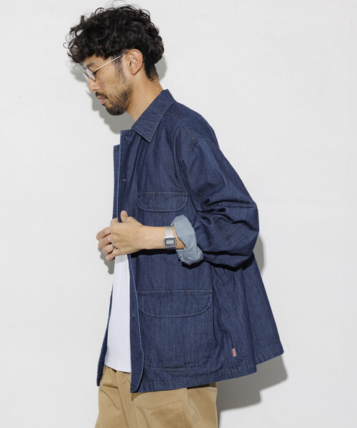 HINSON（ヒンソン）の「HINSON/ヒンソン デニム ハンティング カバーオール/ヒッコリー（ブルゾン・メンズ・サックスブルー/その他13/ネイビー・MEDIUM/LARGE）」の6枚目の写真