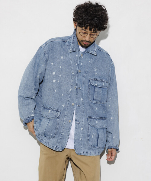 HINSON（ヒンソン）の「HINSON/ヒンソン デニム ハンティング カバーオール/ヒッコリー（ブルゾン・メンズ・サックスブルー/その他13/ネイビー・MEDIUM/LARGE）」の4枚目の写真