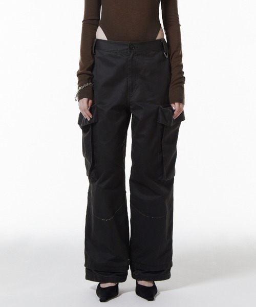 JOSE MOON（ジョゼムーン）の「OIL FADE CARGO PANTS/オイルフェイドカーゴパンツ（カーゴパンツ・レディース・ブラウン/ブラック・36/38）」の2枚目の写真