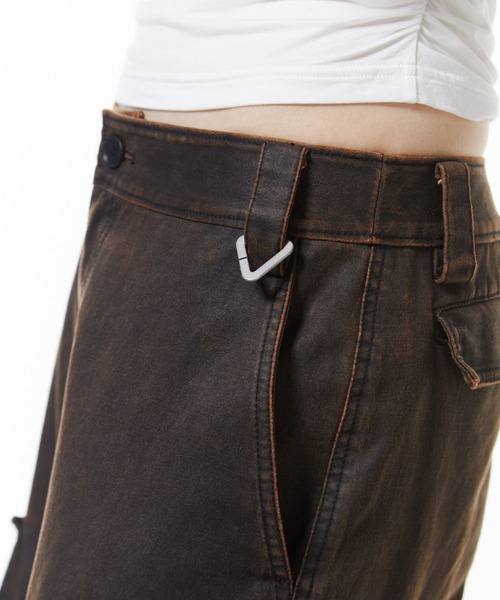 JOSE MOON（ジョゼムーン）の「OIL FADE CARGO PANTS/オイルフェイドカーゴパンツ（カーゴパンツ・レディース・ブラウン/ブラック・36/38）」の4枚目の写真