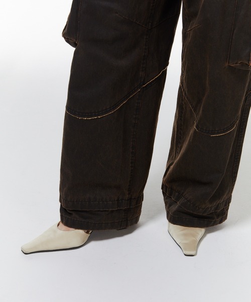 JOSE MOON（ジョゼムーン）の「OIL FADE CARGO PANTS/オイルフェイドカーゴパンツ（カーゴパンツ・レディース・ブラウン/ブラック・36/38）」の5枚目の写真