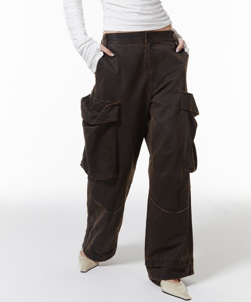JOSE MOON（ジョゼムーン）の「OIL FADE CARGO PANTS/オイルフェイドカーゴパンツ（カーゴパンツ・レディース・ブラウン/ブラック・36/38）」の16枚目の写真