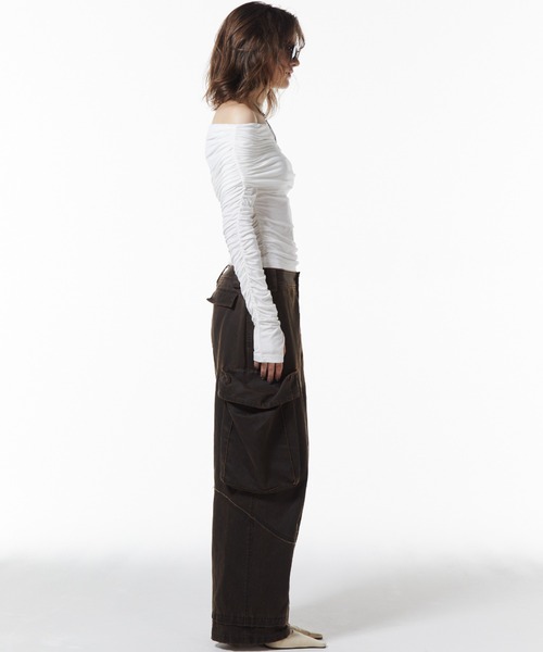 JOSE MOON（ジョゼムーン）の「OIL FADE CARGO PANTS/オイルフェイドカーゴパンツ（カーゴパンツ・レディース・ブラウン/ブラック・36/38）」の22枚目の写真