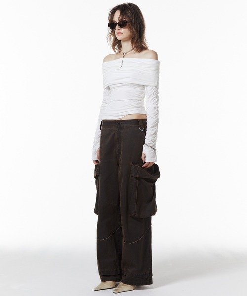 JOSE MOON（ジョゼムーン）の「OIL FADE CARGO PANTS/オイルフェイドカーゴパンツ（カーゴパンツ・レディース・ブラウン/ブラック・36/38）」の20枚目の写真