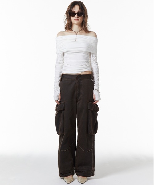 JOSE MOON（ジョゼムーン）の「OIL FADE CARGO PANTS/オイルフェイドカーゴパンツ（カーゴパンツ・レディース・ブラウン/ブラック・36/38）」の19枚目の写真