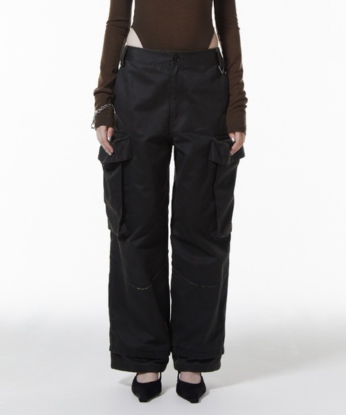 JOSE MOON（ジョゼムーン）の「OIL FADE CARGO PANTS/オイルフェイドカーゴパンツ（カーゴパンツ・レディース・ブラウン/ブラック・36/38）」の6枚目の写真