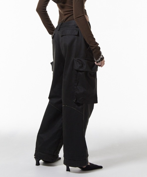 JOSE MOON（ジョゼムーン）の「OIL FADE CARGO PANTS/オイルフェイドカーゴパンツ（カーゴパンツ・レディース・ブラウン/ブラック・36/38）」の8枚目の写真