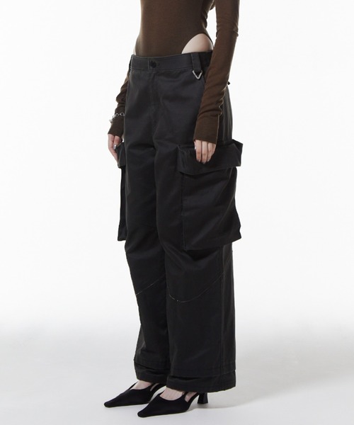 JOSE MOON（ジョゼムーン）の「OIL FADE CARGO PANTS/オイルフェイドカーゴパンツ（カーゴパンツ・レディース・ブラウン/ブラック・36/38）」の7枚目の写真