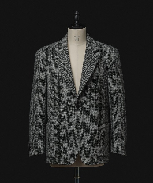 Adam et Rope ヘリンボンオーバージャケット ヘリンボンツイード ジャケット / セットアップ対応（テーラード