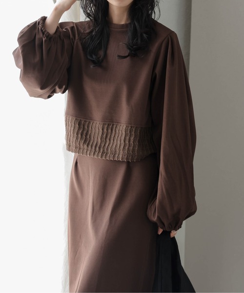 AMELY(エミリー)の「シアーレースドッキングセットアップ(セットアップ・レディース・アイボリー/ブラック/グレー/ブラウン・フリー)」の10枚目の写真