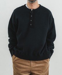 quadro | 裏毛ナッピング起毛布帛切替ヘンリーネックP/O(Tシャツ/カットソー)
