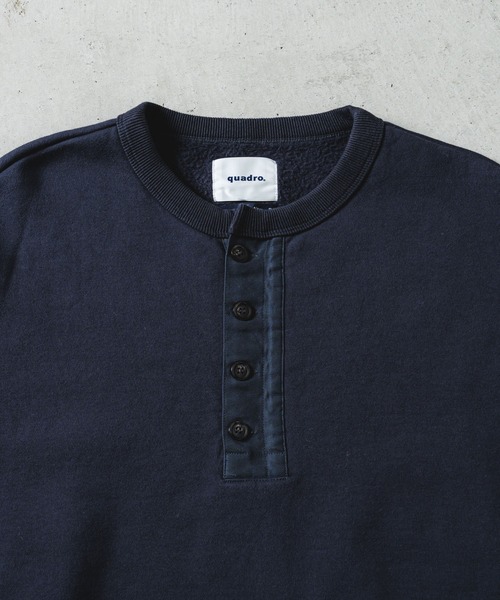 quadro（クオドロ）の「裏毛ナッピング起毛布帛切替ヘンリーネックP/O（Tシャツ/カットソー・メンズ・チャコール/ブラック/キナリ・LARGE/MEDIUM）」の5枚目の写真