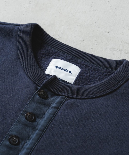 quadro（クオドロ）の「裏毛ナッピング起毛布帛切替ヘンリーネックP/O（Tシャツ/カットソー・メンズ・チャコール/ブラック/キナリ・LARGE/MEDIUM）」の7枚目の写真