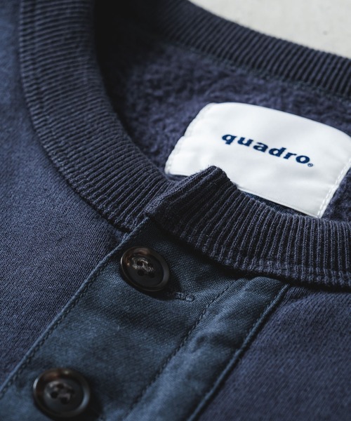 quadro（クオドロ）の「裏毛ナッピング起毛布帛切替ヘンリーネックP/O（Tシャツ/カットソー・メンズ・チャコール/ブラック/キナリ・LARGE/MEDIUM）」の8枚目の写真