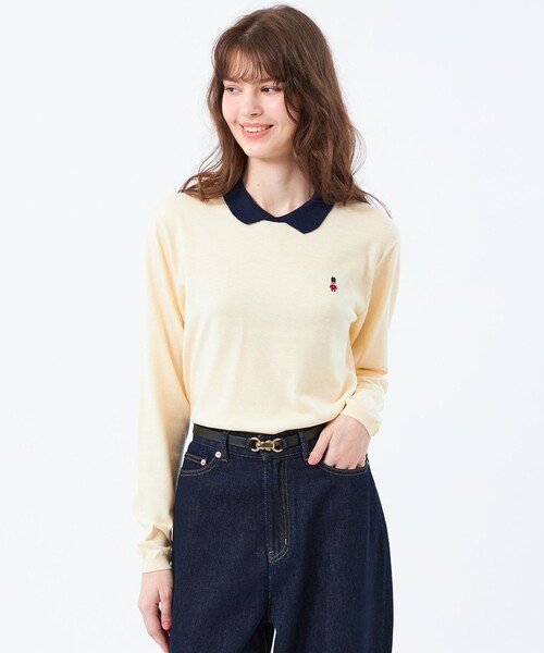 MACKINTOSH PHILOSOPHY(マッキントッシュ フィロソフィー)の「【WEB&一部店舗限定】バッキンガムベア ワッペンニットポロ(ポロシャツ・レディース・ブラック/ホワイト系その他/ダークネイビー/パープル系その他4/ブラウン/グレー系その他2・38)」の2枚目の写真