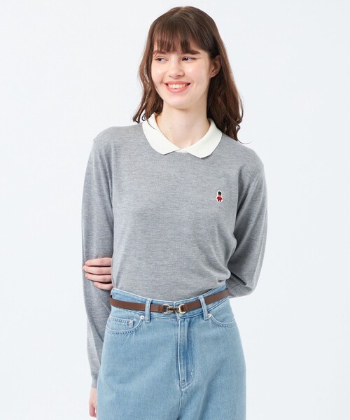 MACKINTOSH PHILOSOPHY(マッキントッシュ フィロソフィー)の「【WEB&一部店舗限定】バッキンガムベア ワッペンニットポロ(ポロシャツ・レディース・ブラック/ホワイト系その他/ダークネイビー/パープル系その他4/ブラウン/グレー系その他2・38)」の4枚目の写真