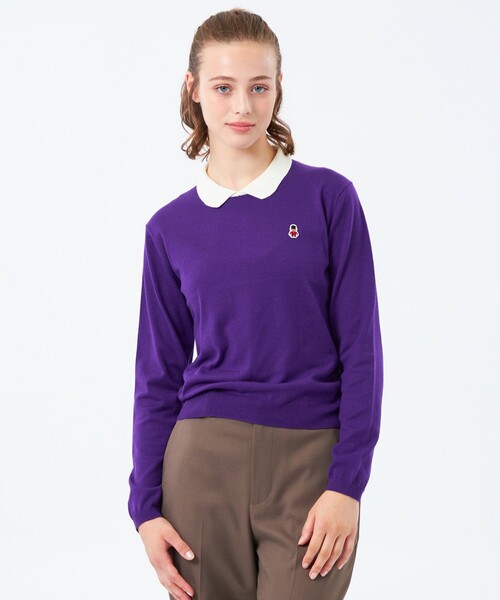 MACKINTOSH PHILOSOPHY(マッキントッシュ フィロソフィー)の「【WEB&一部店舗限定】バッキンガムベア ワッペンニットポロ(ポロシャツ・レディース・ブラック/ホワイト系その他/ダークネイビー/パープル系その他4/ブラウン/グレー系その他2・38)」の6枚目の写真