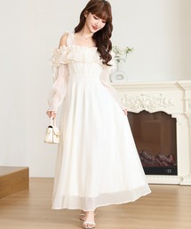 シフォン」に該当するワンピース（ホワイト/白色系・長袖