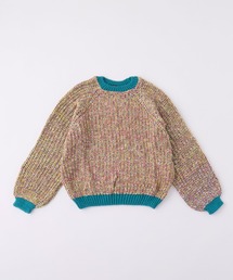 【forksy.】【Cara & The Sky】DEBBIE オーバーサイズミックスヤーンバルーンスリーブローゲージニットブルー系