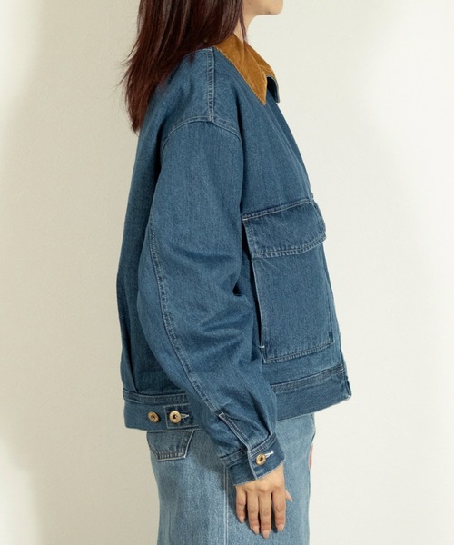 UNIVERSAL OVERALL(ユニバーサルオーバーオール)の「PADDED WORK JACKET / パデットワークジャケット / デニムジャケット(デニムジャケット・レディース・ブラック/インディゴブルー・F)」の4枚目の写真