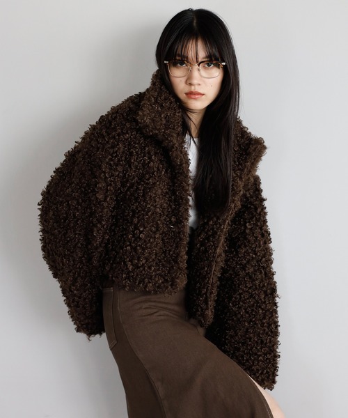 セール】poodle boa 2way collar coat / プードルボア2WAYカラーコート