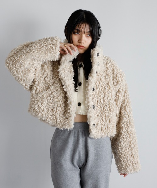 セール】poodle boa 2way collar coat / プードルボア2WAYカラーコート