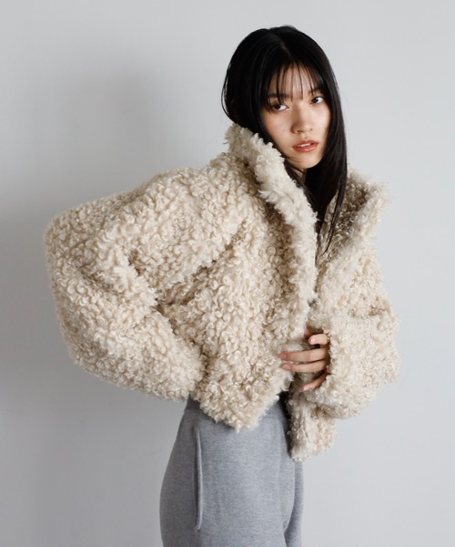 セール】poodle boa 2way collar coat / プードルボア2WAYカラーコート