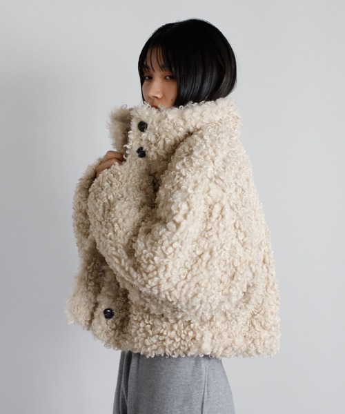 セール】poodle boa 2way collar coat / プードルボア2WAYカラーコート