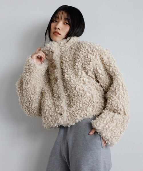 セール】poodle boa 2way collar coat / プードルボア2WAYカラーコート
